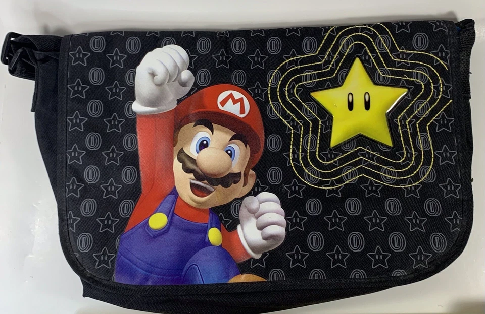 Nintendo Super Mario Power Up Star Messenger Escuela Libro Bolso Correa para el Hombro Foto 1 de 4