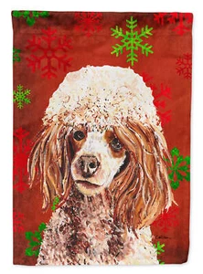 Poodle Red Miniature Red Snowflakes Holiday Flag Canvas House Size SC9747CHF - Picture 1 of 4