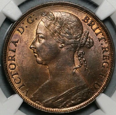 1882-H NGC MS 64 RB Victoria Penny Great Britain Convex Shield Coin (21021504C) - Image 1 of 4