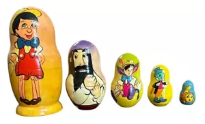 Pinocchio Set Of 5 Nesting Dolls Vintage EUC Signed By Artist RARE - Picture 1 of 4