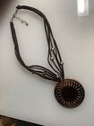 SILPADA N1433 Sterling Silver Pen Shell Pendant 5 Strand Brown Leather Necklace