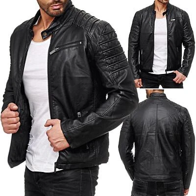 Redbridge Herren Jacke Kunst- Lederjacke Bikerjacke Biker Übergangsjacke M6056