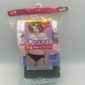 New Hanes Women Underwear Panties Cotton Hi-Cuts Size 10 3XL Tagless Pack of 9 - Picture 1 of 5