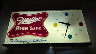Letrero de reloj iluminado vintage Miller High Life publicidad cerveza años 50/60 funciona Foto 1 de 4
