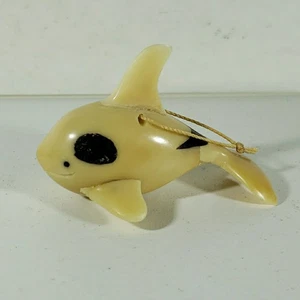 Hand Carved Rustic Resin Dolphin Ornament 3" - Picture 1 of 6