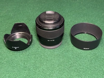 Sony FE 50mm f/1.8 Lens (SEL50F18F) Black w/ Hoods & Caps - Image 1 of 4