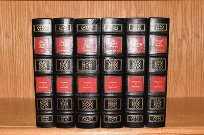 Easton Press 6V THE SECOND WORLD WAR Winston Churchill WWII LEATHER 1ST FINE/OOP - Image 1 of 4