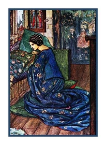 Pre Raphaelite Florence Harrison Dream Fair Maiden  Counted Cross Stitch Pattern - Picture 1 of 4