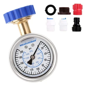 2.5 Inch Water Pressure Gauge Kit, 0-200 Psi, Glycerin, 3/4 Hose, 5 Adapters - Picture 1 of 7
