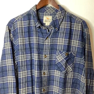 Field & Stream Mens XL Blue Plaid Flannel Button Down Shirt Long Sleeve Casual - Picture 1 of 10