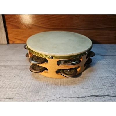 PLATILLOS DE PANDERETA DE COLECCIÓN DOBLE FILA 8 pulgadas de madera con almohadilla de tambor agujero superior para el pulgar Foto 1 de 4