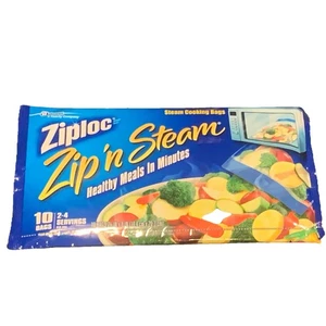Bolsa de Cocina Mediana Ziploc Zip'N Steam-Pack de 10~DESCONTINUADA NUEVA SELLADA - Imagen 1 de 7
