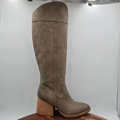 Botas Kork Ease Korks Escarlata Para Mujer 7M Taupe Veganas Hasta la Rodilla Hasta Montar Cremallera Foto 1 de 4