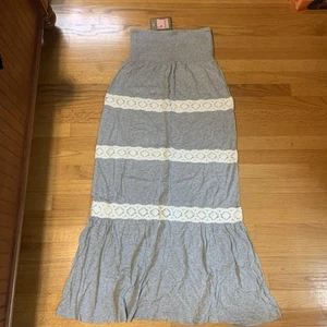 Juicy Couture Pam Gela Heather Cozy Long Maxi Crochet Modal Gray Dress Women's M - Picture 1 of 5
