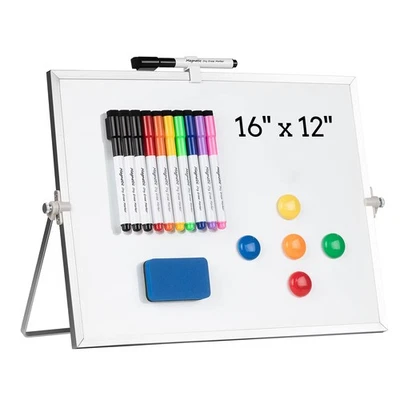 Quadro branco apagamento a seco, quadro branco magnético 16 x 12 polegadas com suporte, 10... - Imagem 1 de 4