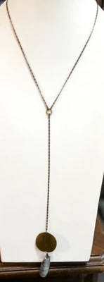 Collar Colgante Cadena Tono Bronce Labradorita Gris Cosas Ornamentales Y Gota Foto 1 de 4