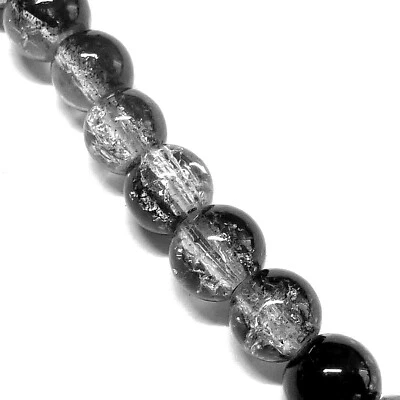 Glasperlen Crackle rund 4 mm schwarz klar 200 Perlen Spacer nenad-design - Bild 1 von 4