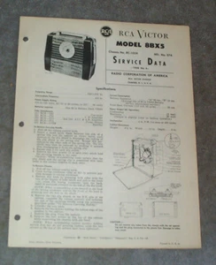 RCA Original Service Data Manual 1948, No.4 1st Edition, Radio Model 8BX5 - Picture 1 of 1