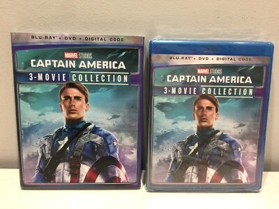 CAPTAIN AMERICA: 3-MOVIE COLLECTION w/Slipcover (Blu-Ray/DVD) DISNEY/MARVEL~NEW! - Image 1 of 2