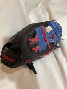 Wilson A450 11.5" INFIELD BASEBALL GLOVE Youth Size RHT Blue Red / Excellent!