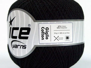 Filati ghiaccio misto cotone nero Giglio 49690 filato pizzo 50gr 421yds - Foto 1 di 2