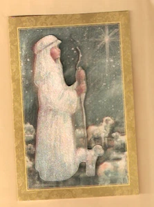 Weihnachtskarten Hirte Junge Stern Schaf Lamm 3D Glitzer Andenken Box 15 Stück - Bild 1 von 2