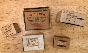 5 cajas de anzuelos vintage - cebos de mostaza, pflueger, P & K, DeWitt - Imagen 1 de 7