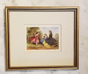1806s New Hall Vault Krinheim Baxter Print 2 Girls & Mother Owens Collection - Picture 1 of 5