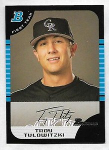 2005 BOWMAN DRAFT PICKS & PROSPECTS TROY TULOWITZKI ROOKIE, #BDP105, LOOK!!!!!!
