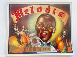 1940's Spain Orange Crate Label w/ Jazz Singer - Picture 1 of 2