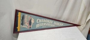 Vintage Cherokee Indian Reservation Pendant Banner Professionally Framed - Picture 1 of 2