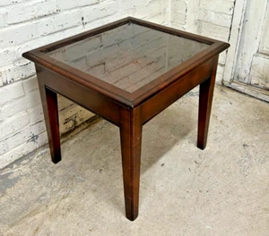 Antique Style Mahogany Glazed Display Table Cabinet (Can Deliver) - Picture 1 of 7