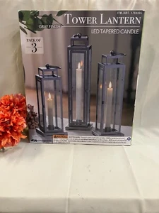 Juego de 3 velas cónicas LED, acabado gris control remoto incluido - Imagen 1 de 3