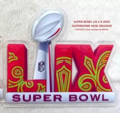 CHIEFS vs. EAGLES SUPER BOWL 59 LIX *PLASTIC*iron-sew-on PATCH - Image 1 of 3