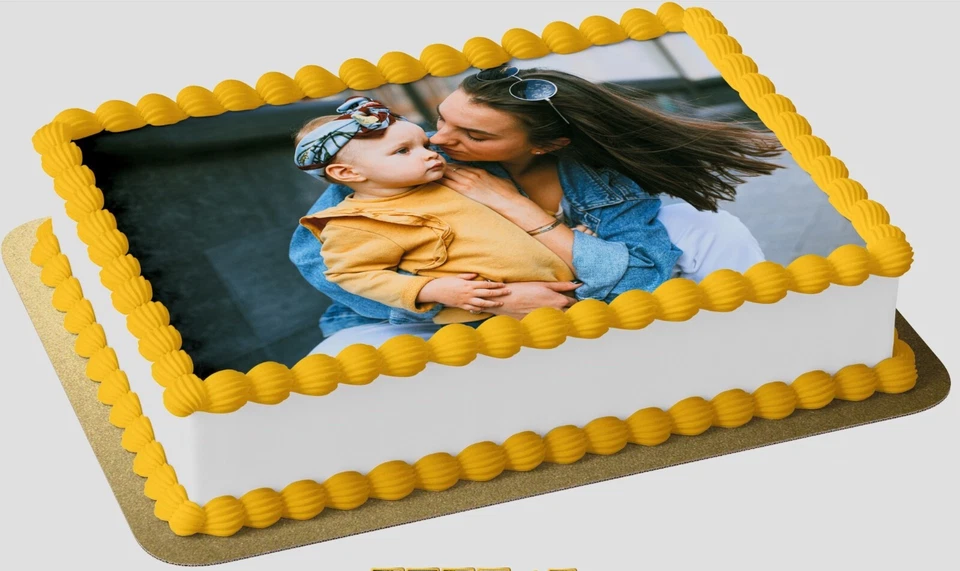 Personalisierter Tortenaufleger mit Foto Essbare Tortendeko für Geburts Hochzeit - Bild 1 von 4