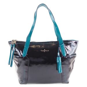 COLE HAAN Tote Bag black/Turquoise enamel/leather Women