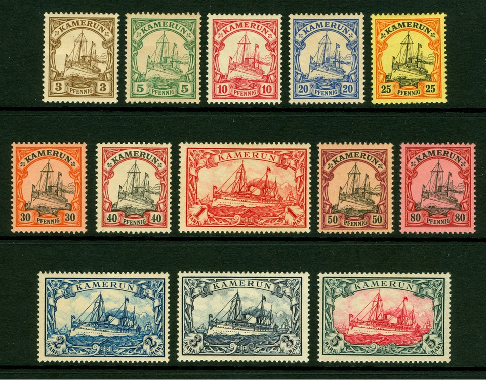 German Colonies - CAMEROUN 1900  Kaiser's YACHT set  Scott # 7-19  mint MH - Image 1 of 1