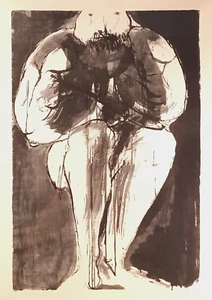 1961 LISTED AMERICAN LEONARD BASKIN "KING PRIAM" ORIGINAL LITHOGRAPH NICE FRAME! - Picture 1 of 8