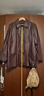 LadiesBarely Worn Brown Leather Coat Uk Size 24  Deep Pockets Inc Protective Bag
