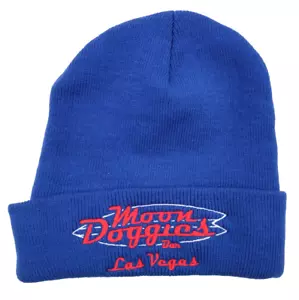 Moon Doggies Bar Las Vegas BEANIE Hat Blue Acrylic World Famous Tavern Off Strip - Picture 1 of 8
