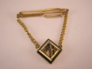 LH Initials Monogram Letter Initial Vintage SWANK PENDANT Tie Bar Clip - Picture 1 of 6