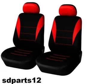 Per Fiat Toyota Coprisedili Rosso Neri in Tessuto Traspirante Coppia Foedere - Imagen 1 de 5