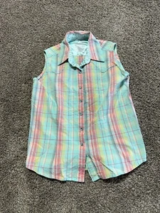 Wrangler 20x Women's Shirt Size Small Sleeveless Plaid Diamond Snap 1422 - Picture 1 of 8