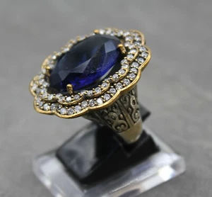 925 Sterling Silber Damen Ring Statement Silberring Synth Saphir Zirkonia G 56 - Bild 1 von 4