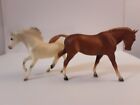 Vtg Breyer Lot Of 2 Light Brown With Blonde Main & Tail & White Running Horses