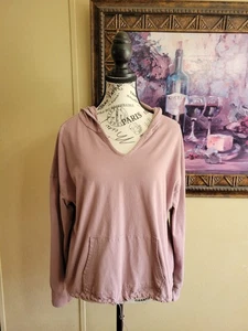 Calvin Klein Womens LightPink Vneck LongSleeve Cotton Performance Hoodie Size XL - Picture 1 of 15