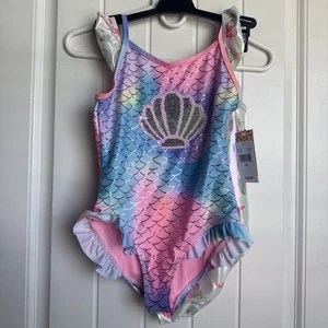 NEW NWT Bmagical Girls Size 10 2 Pack 1 Pc Bathing Suits Seashell Prints Cute! - Picture 1 of 4