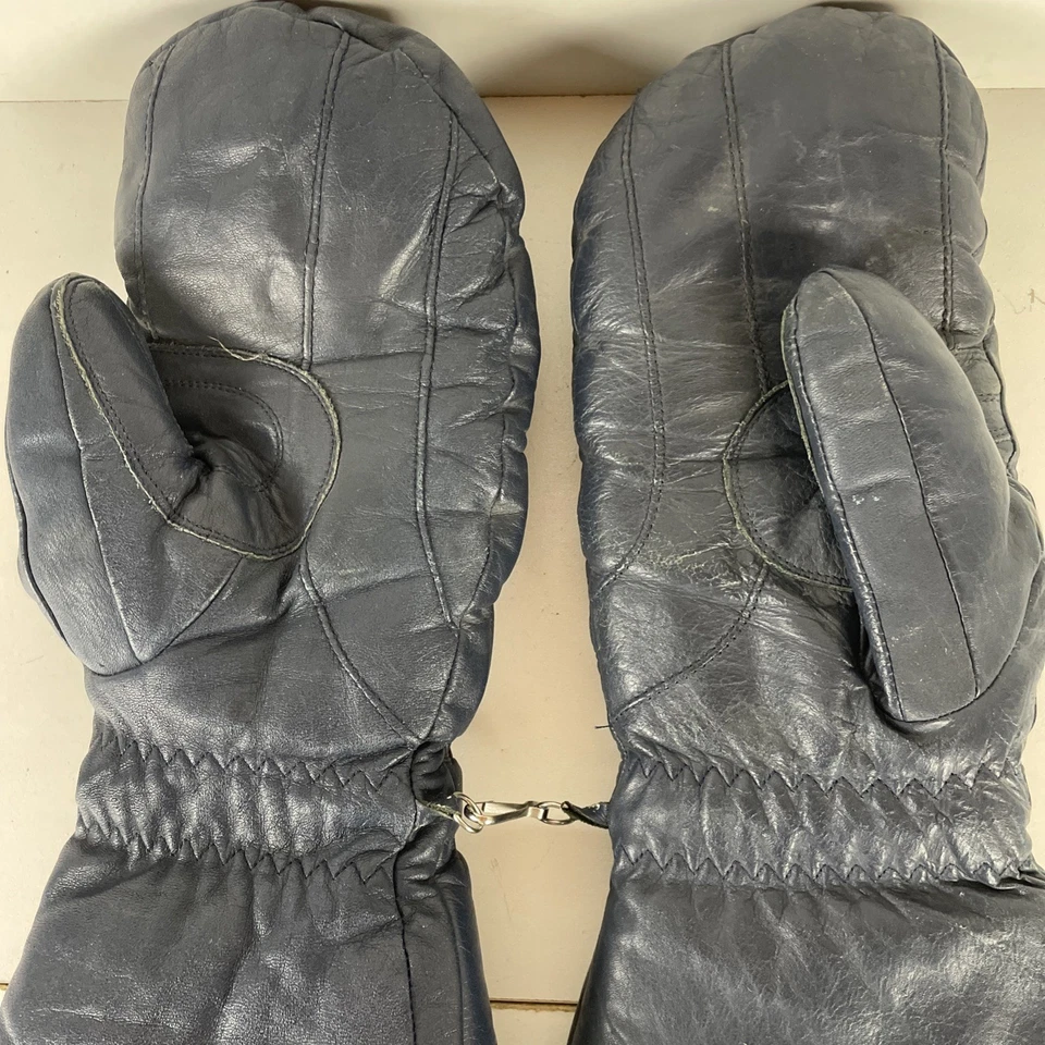 Kawasaki Vintage Leather Snowmobile/Racing Mittens Navy Blue Men’s Large - Image 1 of 4