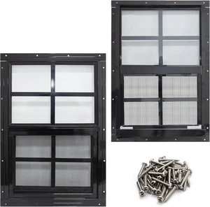 NeatiEase Shed Window 18x23" Black Frame, Tempered Glass #R018 - Zdjęcie 1 z 5