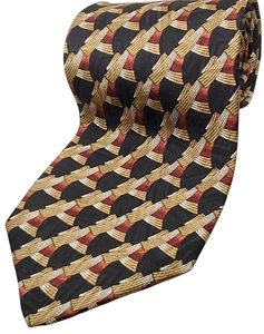 Corbata ROBERT TALBOTT Hecha a Mano en EE. UU. 100 % Seda Para Hombres Negra Cobre Marrón NUEVA - Imagen 1 de 5